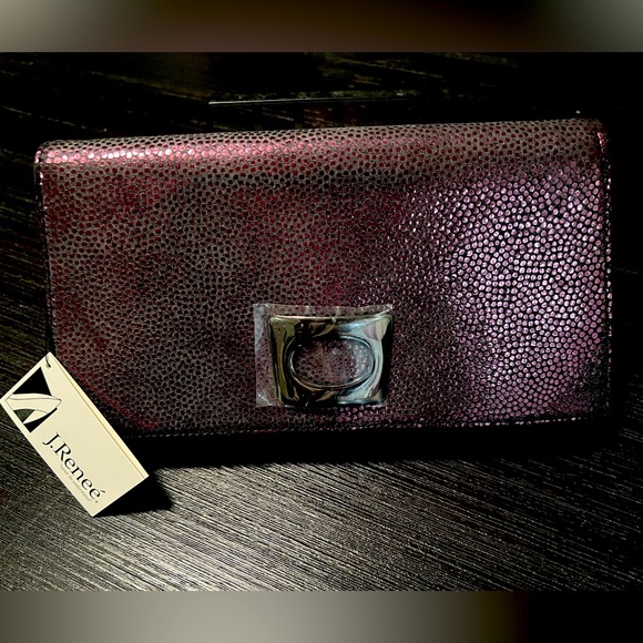 NWT J.Renee Plum/Black Muted Iridescent Evening Bag - Picture 1 of 5